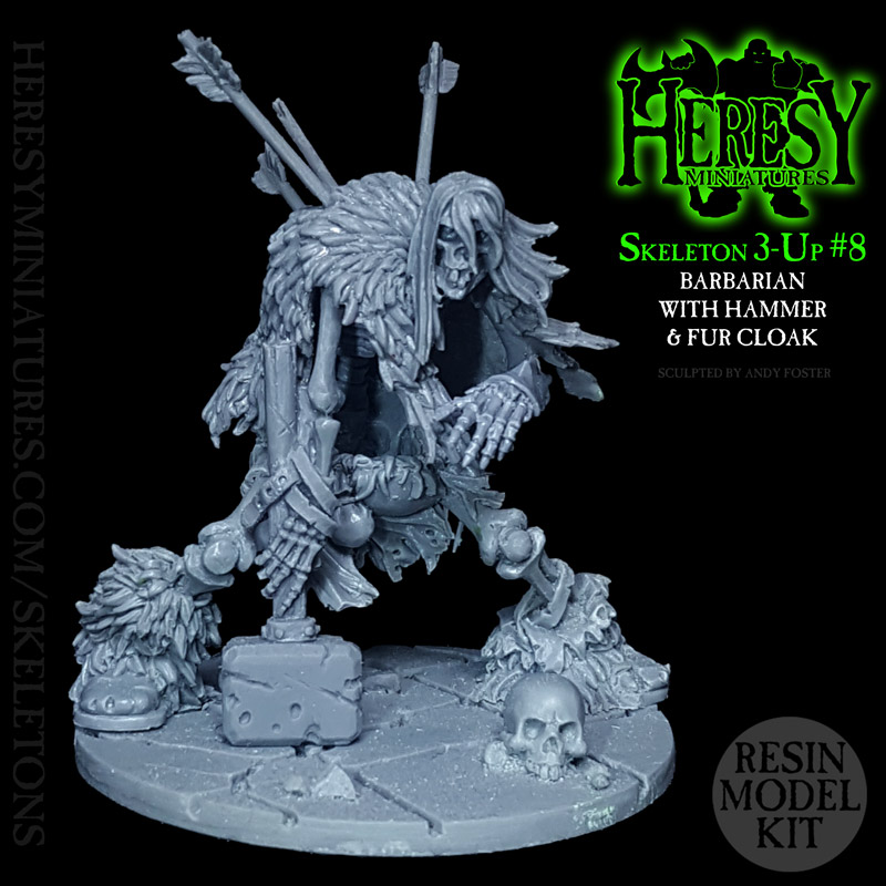 Skeleton 3-Up #08: Skeleton Barbarian with Fur Cloak Skeleton 3-Up #08: Skeleton Barbarian with Fur Cloak